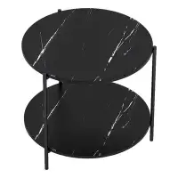 ViscoLogic Viscologic Louis Mid-Century Accent 2-Tier Round Side End Table (Set Of 2 - Black)
