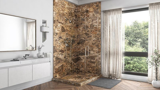 Breccia Paradiso Shower Wall Surround 5mm - 6 Kit Sizes available ( 35 Colors and Styles Available ) **Includes Delivery in Plumbing, Sinks, Toilets & Showers - Image 2