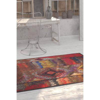 Rug N Carpet Dizier Red Oriental Microfiber Digital Print Decorative Area Rug