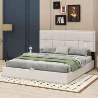 Mercer41 Hadebrand Queen Size Upholstered Panel Bed with Hydraulic Storage System