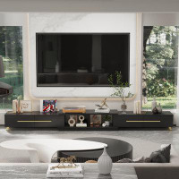 George Oliver Expandable Modern TV Stand With Detachable Design - Dual Color, Adjustable Length 95"-134"- Versatile Stor