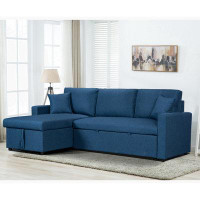 Latitude Run® Linen Fabric Reversible Sleeper Sectional Sofa with Storage Chaise