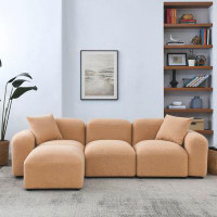 Latitude Run® Camel Teddy Fabric L-shaped Modular Sectional Sofa With Customizable Diy Combination Design