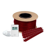 WarmlyYours TempZone Electric Floor Heat Cable Kit 240V incl. Strips & Non Prog Thermostat for Tile, Wood & LVT