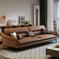 Lilac Garden Tools 110.24" Coffee Genuine Leather Modular Sofa cushion couch