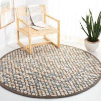 George Oliver Handmade Mosaic Wool & Viscose Area Rug-Hickory/Beige
