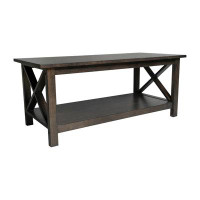 Gracie Oaks Crary Farmhouse Style Solid Wood Coffee Table with Traditional Crisscross Accents