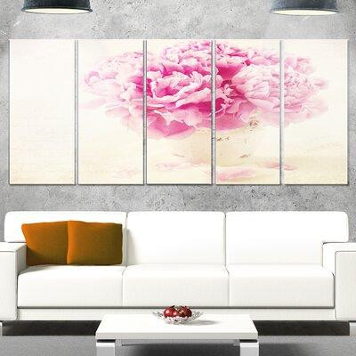 Made in Canada - Design Art 'Bunch of Peony Flowers on Table' 5 Piece Graphic Art on Metal Set in Home Décor & Accents