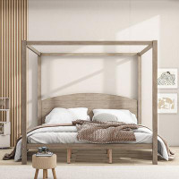Red Barrel Studio King Size Canopy Platform Bed With Headboard And Support Legs