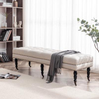Alcott Hill Casablanca Fabric Upholstered Bench with Wheels