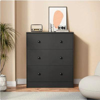 Cozy Castle Cozy Castle 3 Drawer Dresser, Black Dresser For Bedroom, Storage Dressers With Wide Chest Of Drawers For Kid
