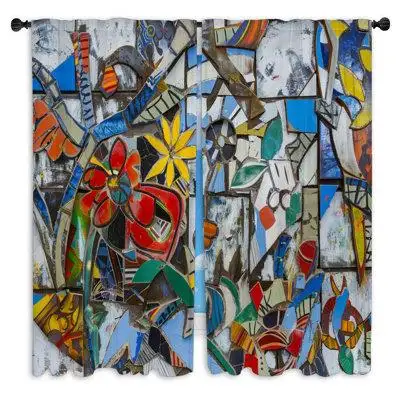 Upgrade your home decor with these Floral Mosaic window curtains printed in the USA! Great for your...