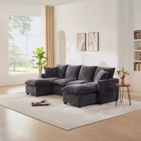 Latitude Run® Modern U Shape Modular Sofa, 6 Seat Chenille Sectional Couch Set