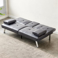 Ebern Designs Linen Fabric Modern Sofa Bed Futon Couch Bed Folding Recliner Sleeper Reversible Loveseat Convertible Dayb
