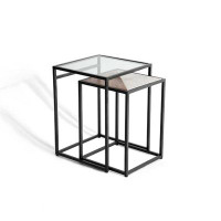 Latitude Run® Ranallo 2-Piece Glass Sled Nesting Table - Modern Contemporary End Tables for Stylish Living Spaces