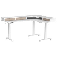 Accentuations by Manhattan Comfort Modern  Triple Motor L-Shaped Desk Elegant Workspace Powerful Electric Lift System