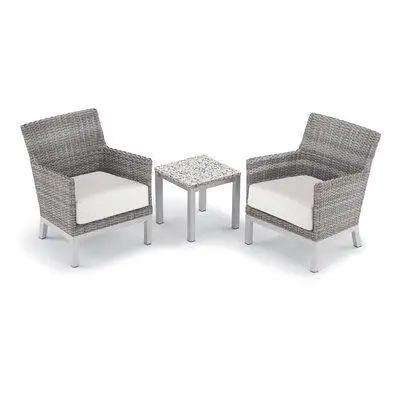 Oxford Garden Argento and Travira 3-Piece Club Chair Seating Set and Table