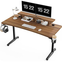 Inbox Zero Huberdina Cup Holder Desk with Built in Outlets