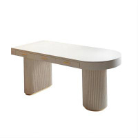 Orren Ellis 62.99"White right semicircle desk,3-drawer