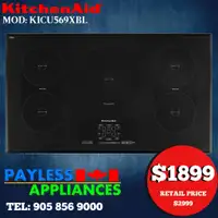 KitchenAid KICU569XBL 36 Induction Cooktop With 5 Burners &amp; Black Color