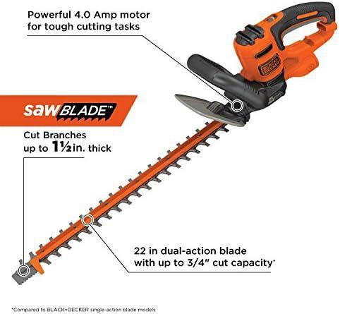 Trim hedges more efficiently! Black+Decker 22 Electric Hedge Trimmer With Sawblade in Outdoor Tools & Storage - Image 3