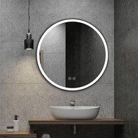 Round LED Bathroom Mirror ( W= 24, 28, 32 & 36 ) w Touch Button, Anti Fog, Dimmable, Vertical Mount