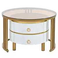 Mercer41 Nesting Tables with 2 Drawers for Living Room