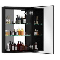 Wrought Studio 30X20 Inch LED Bathroom Medicine Cabinet Surface Mounted Cabinets With Lighted Mirror
