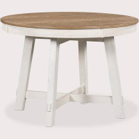 Gracie Oaks Expandable Round Farmhouse Dining Table With 16" Leaf, Solid Wood Kitchen Table