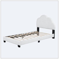 Isabelle & Max™ Twin Size Upholstered Boucle Fabric Platform Bed with Cloud-Shaped Headboard