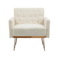 Mercer41 I Will Search For A Modified Title For The "accent Chair, Leisure Single Sofa With Rose Golden Feet, White Tedd
