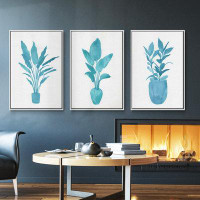 Bayou Breeze Watercolor House Plant I  Framed Premium Gallery Wrapped Canvas Set of 3