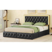 Ivy Bronx Queen Upholstered Bed Frame With 4 Storage Drawers
