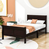 Harriet Bee Base de lit plateforme simple en bois avec support en lattes de bois