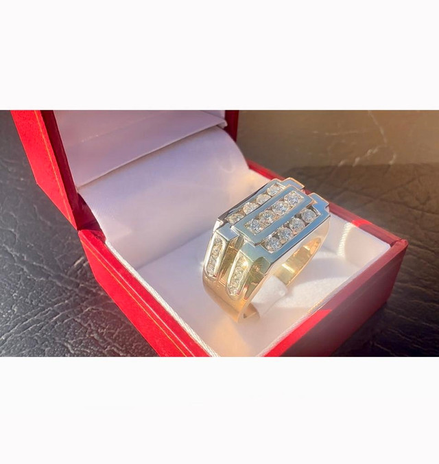 #474 - Stunning & Unique, Custom Diamond Ring, 10k, Size 9 1/2 - NEW in Jewellery & Watches