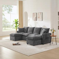 Latitude Run® 110*57" Modern U Shape Modular Sofa, 6 Seat Chenille Sectional Couch Set