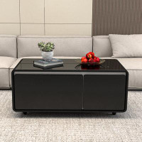 Brayden Studio Smart Coffee Table with Built-in Fridge, Wireless Charging, USB Interface, Outlet Protection