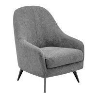 Corrigan Studio Selene Lounge Chair In Taupe Fabric With Black Chrome Steel Legs