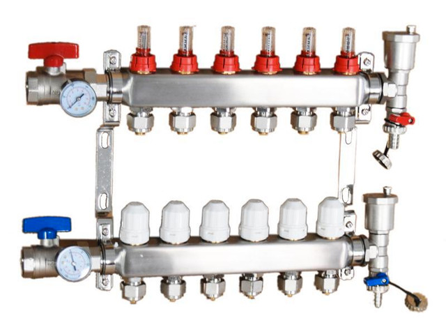 6-Branch PEX Stainless Steel Radiant Floor Heating Manifold Set with Flow Meters 053265 in Other Business & Industrial in Toronto (GTA) - Image 3