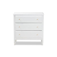 House of Hampton Lefancy Kameria Classic and Transitional White Finished Wood 3-Drawer Bedroom Chest