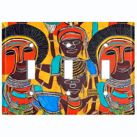 WorldAcc Metal Light Switch Plate Outlet Cover (Native African Culture Beauty Orange - Triple Toggle)
