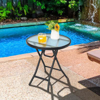 Latitude Run® Garden Folding Side Table With Tempered Glass Top
