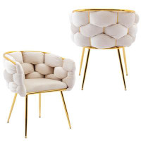 Mercer41 Luxury Modern Simple Leisure Velvet Single Sofa Chair Bedroom Lazy Person Household Dresser Stool Manicure Tabl