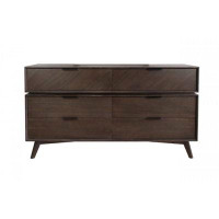 George Oliver 65 Inch Wooden Dresser With 6 Drawers, Brown