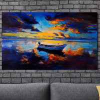 Made in Canada - Picture Perfect International 'Sky Sunset and Boat on the Water' Painting Print on Wrapped Canvas