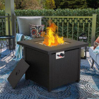 Latitude Run® 24.4'' H X 28'' W Steel Propane Outdoor Fire Pit Table With Lid — Outdoor Tables & Table Components: From