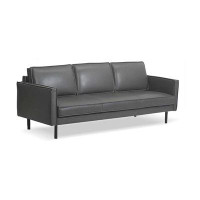 MABOLUS 82.68" Grey Genuine Leather Standard Sofa cushion Loveseat