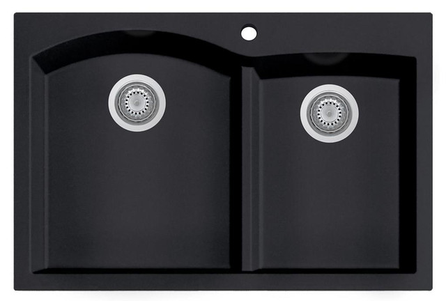 33x22 Double Bowl Drop In - Top Mount Granite Composite Kitchen Sink (70/30) 5 Finishes, Low Profile 36 in Cabinet  ATC in Plumbing, Sinks, Toilets & Showers - Image 4