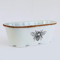 Winston Porter White With Bee And Rope Trim Planter