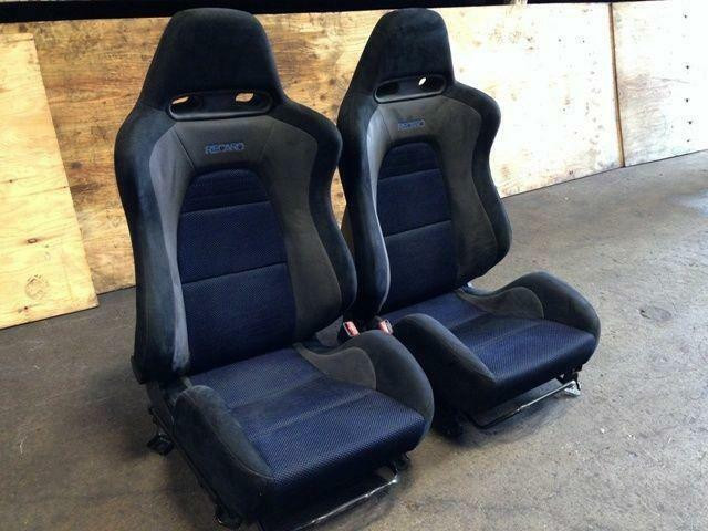 JDM MITSUBISHI LANCER EVOLUTION EVO 8 OEM RECARO BLUE GRAY BLACK SEATS PAIR FOR SALE in Other Parts & Accessories in City of Montréal - Image 3